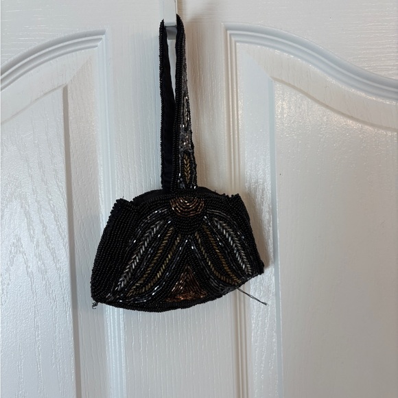 Elegant Vintage Beaded Black and Brown Evening Bag or Purse - Picture 3 of 4